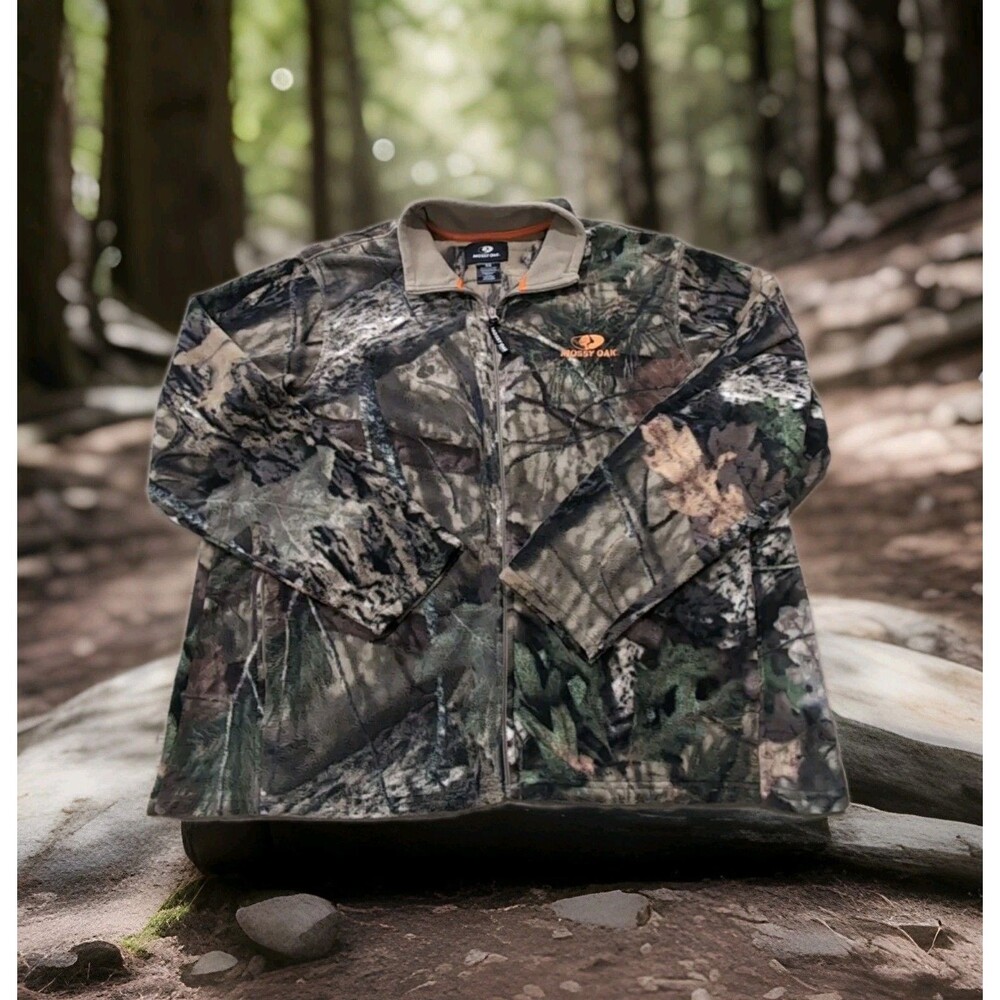 MOSSY OAK FLEECE CAMO FULL ZIP HUNTING/CASUAL JACKET FALL/WINTER SZ XL EUC